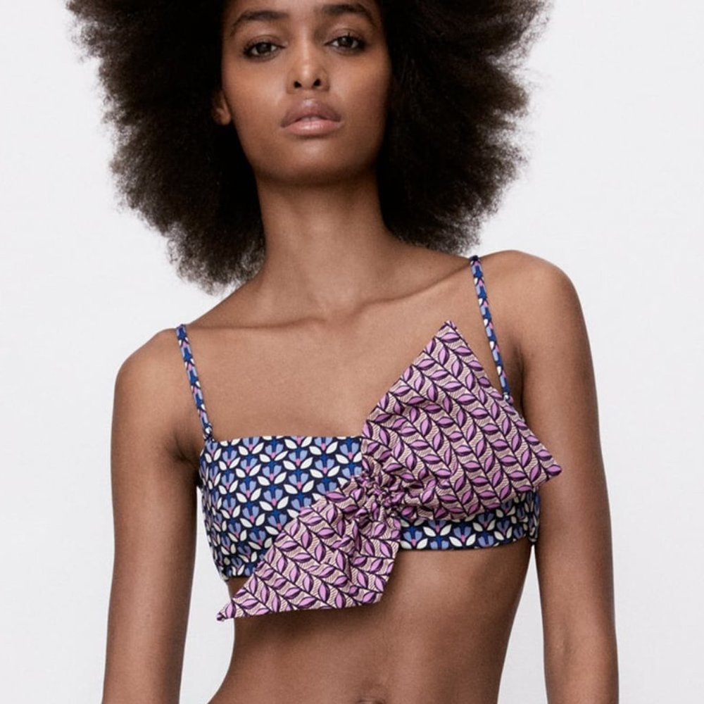 Zara Bow Print Bikini Top